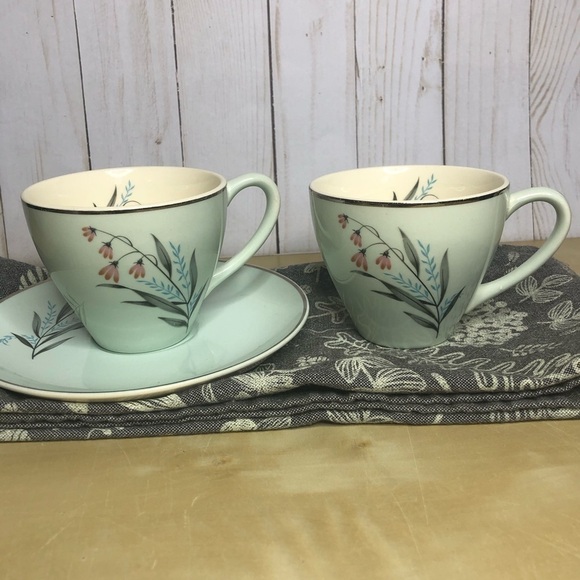 Vintage Floral Tea Cup Saucer Pink Light Blue - Picture 2 of 8